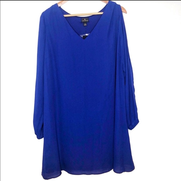 Worthington Dresses & Skirts - Worthington blue V-neck open sleeve dress sz lg